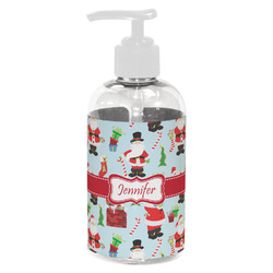 Santa and Presents Plastic Soap / Lotion Dispenser (8 oz - Small - White) (Personalized)