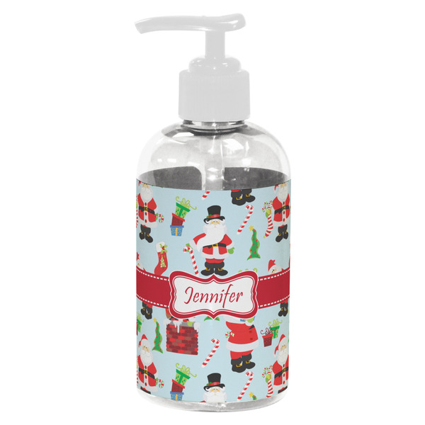 Custom Santa and Presents Plastic Soap / Lotion Dispenser (8 oz - Small - White) (Personalized)
