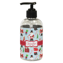 Santa and Presents Plastic Soap / Lotion Dispenser (8 oz - Small - Black) (Personalized)