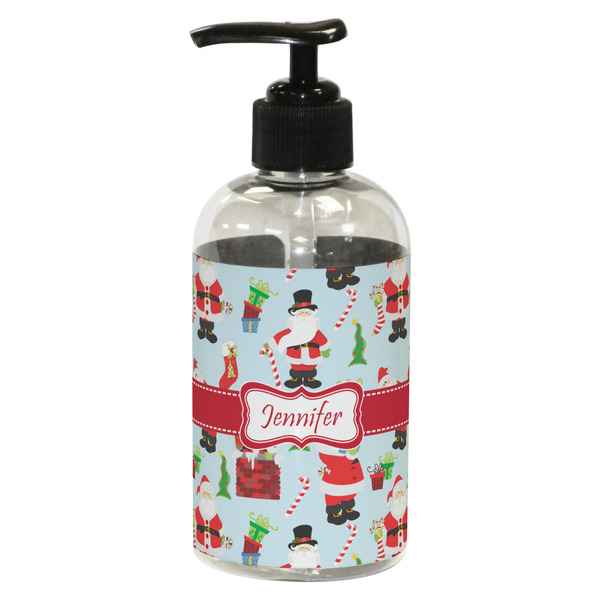 Custom Santa and Presents Plastic Soap / Lotion Dispenser (8 oz - Small - Black) (Personalized)
