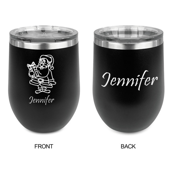 Santa and Presents Stainless Wine Tumblers - Black - Double Sided - Approval