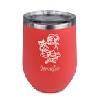 Santa and Presents Stemless Stainless Steel Wine Tumbler - Coral - Single Sided (Personalized)