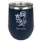 Santa and Presents Stainless Wine Tumblers - Navy - Double Sided - Front