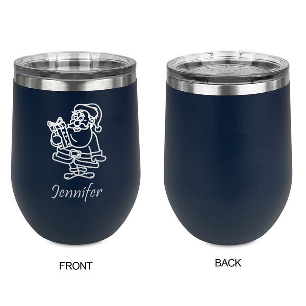 Santa and Presents Stainless Wine Tumblers - Navy - Single Sided - Approval