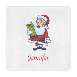 Santa and Presents Decorative Paper Napkins (Personalized)