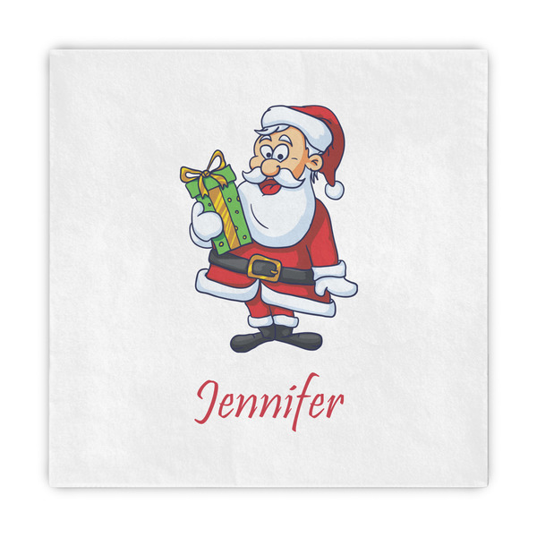 Custom Santa and Presents Standard Decorative Napkins (Personalized)