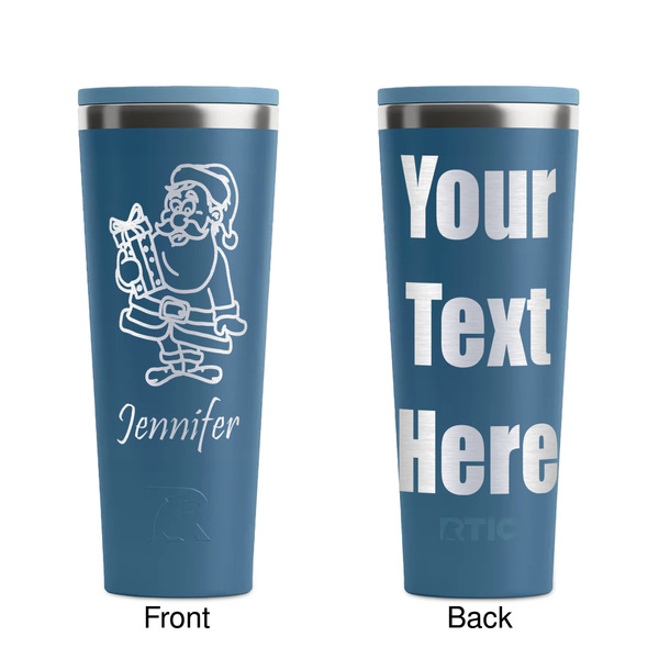 Santa and Presents Steel Blue RTIC Everyday Tumbler - 28 oz. - Front and Back