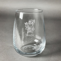 Santa and Presents Stemless Wine Glass - Engraved (Personalized)