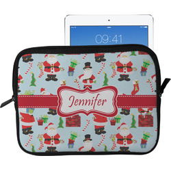Santa and Presents Tablet Case / Sleeve - Large w/ Name or Text