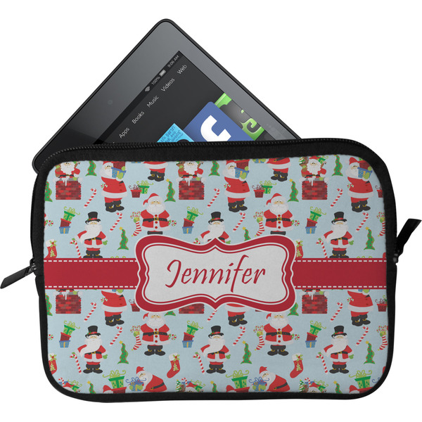 Custom Santa and Presents Tablet Case / Sleeve - Small w/ Name or Text