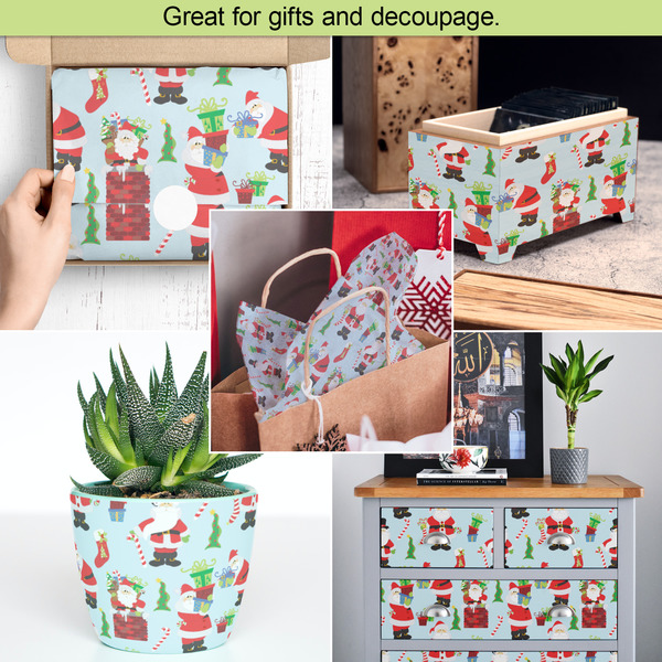 Santa and Presents Tissue Paper - In Use Collage