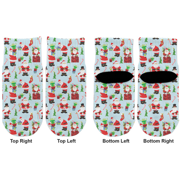Santa and Presents Toddler Ankle Socks - Double Pair - Front and Back - Apvl