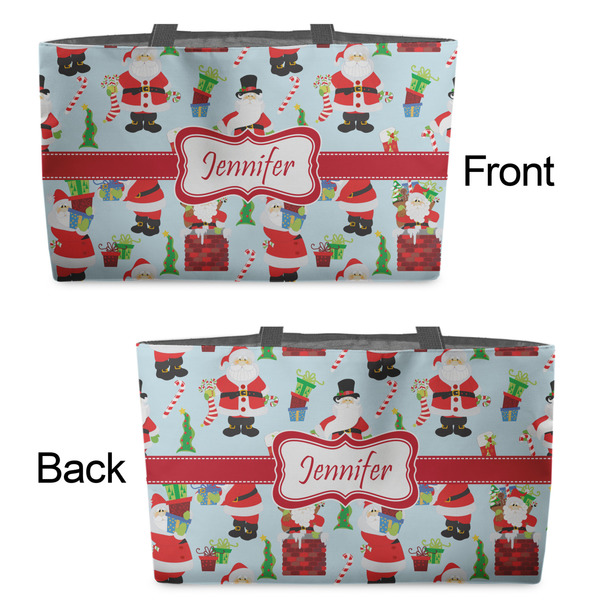 Santa and Presents Tote w/Black Handles - Front & Back Views