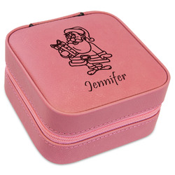 Santa and Presents Travel Jewelry Boxes - Pink Leather (Personalized)