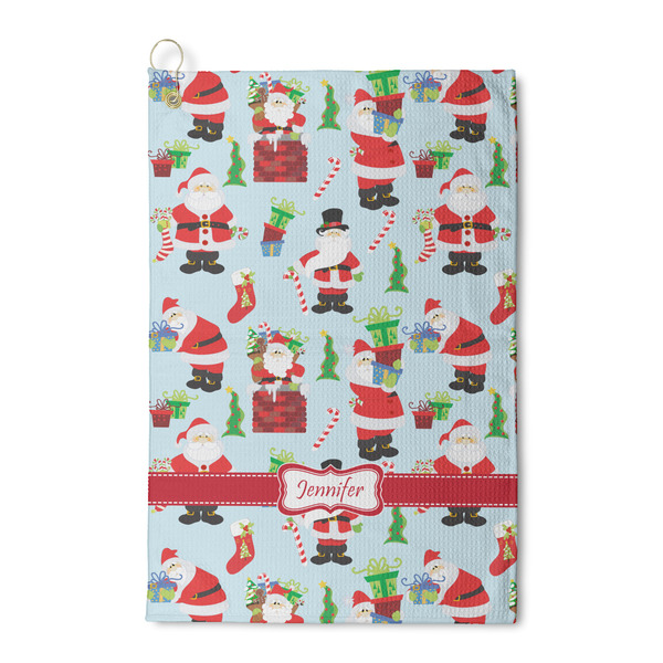 Custom Santa and Presents Waffle Weave Golf Towel (Personalized)