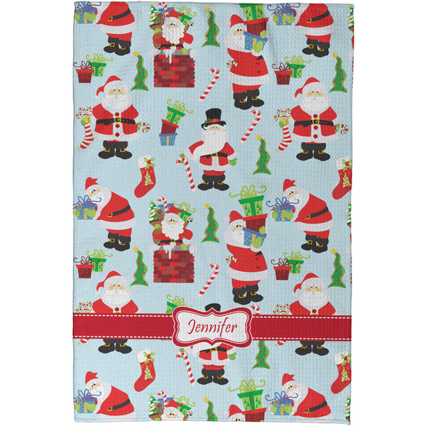 Santa and Presents Waffle Weave Towel - Full Color Print - Approval Image
