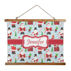 Santa and Presents Wall Hanging Tapestry - Wide (Personalized)