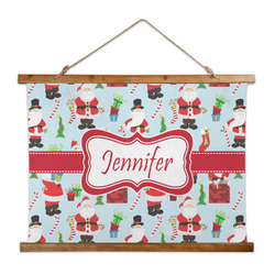 Santa and Presents Wall Hanging Tapestry - Wide (Personalized)