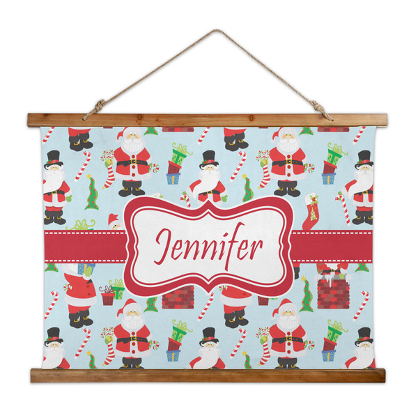 Custom Santa and Presents Wall Hanging Tapestry - Wide (Personalized)