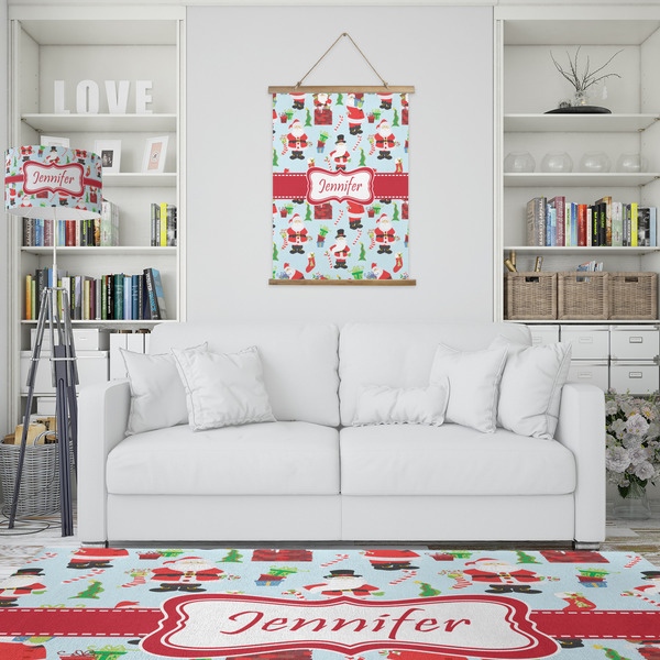 Santa and Presents Wall Hanging Tapestry - Portrait - IN CONTEXT