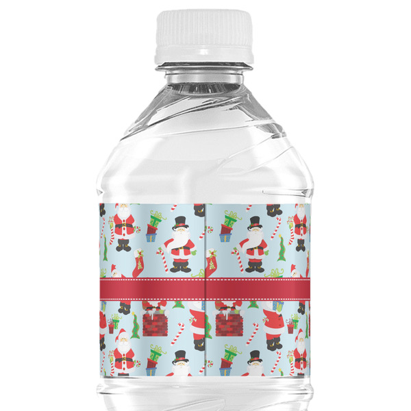 Santa and Presents Water Bottle Label - Back View