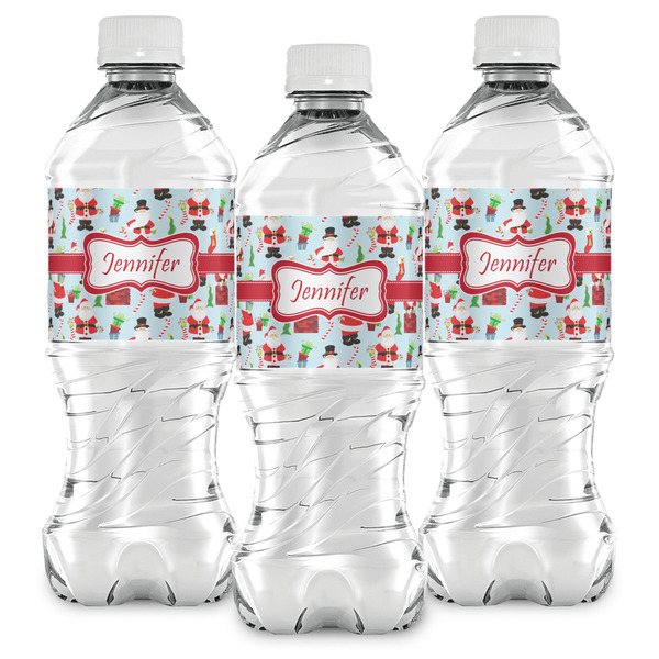 Santa and Presents Water Bottle Labels - Front View