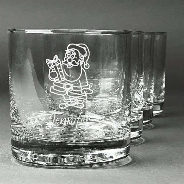 Custom Santa and Presents Whiskey Glasses (Set of 4) (Personalized)