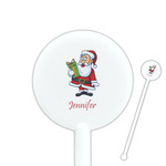 Santa and Presents 5.5" Round Plastic Stir Sticks - White - Single Sided (Personalized)