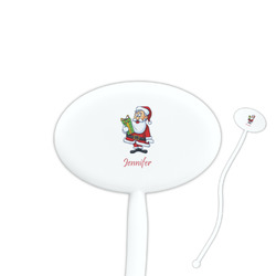 Santa and Presents Oval Plastic Stir Sticks (Personalized)