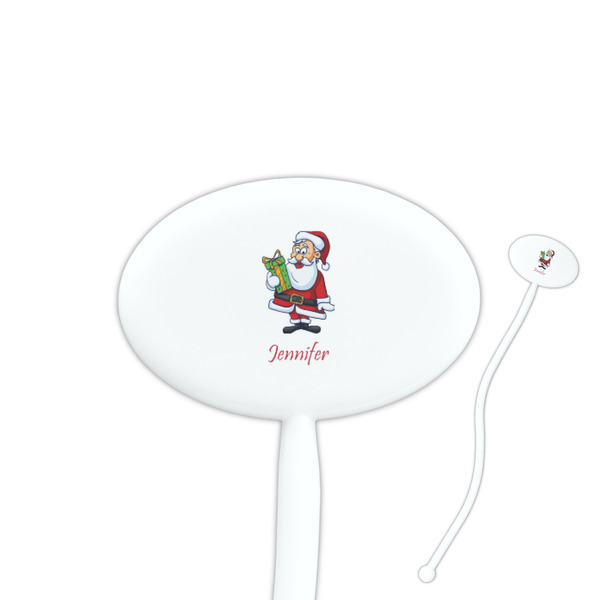 Custom Santa and Presents Oval Plastic Stir Sticks (Personalized)