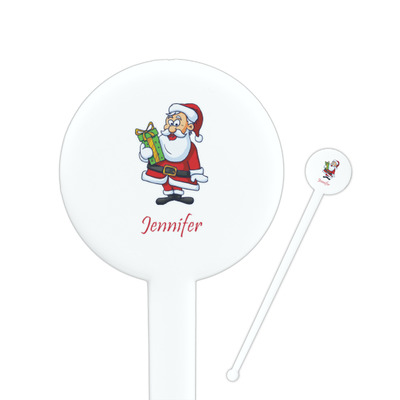 Santa and Presents Round Plastic Stir Sticks (Personalized)