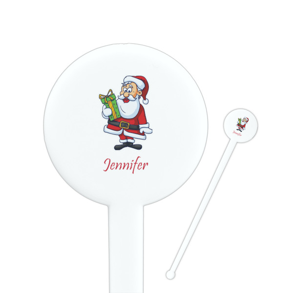 Custom Santa and Presents Round Plastic Stir Sticks (Personalized)