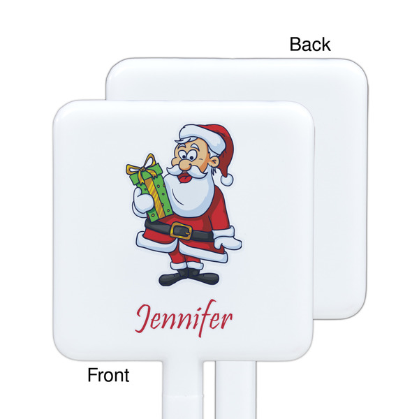 Santa and Presents White Plastic Stir Stick - Single Sided - Square - Approval