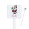 Santa and Presents White Plastic Stir Stick - Square - Closeup