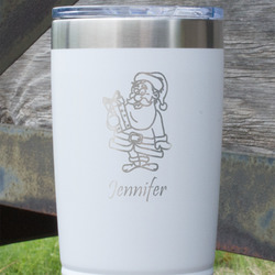 Santa and Presents 20 oz Stainless Steel Tumbler - White - Single Sided (Personalized)