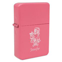 Santa and Presents Windproof Lighter - Pink - Single Sided & Lid Engraved (Personalized)