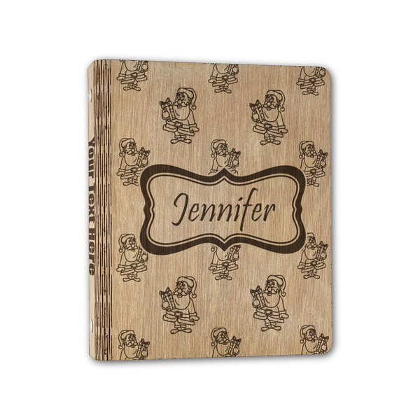 Custom Santa and Presents Wood 3-Ring Binder - 1" Half-Letter Size (Personalized)