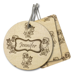 Santa and Presents Wood Luggage Tag (Personalized)