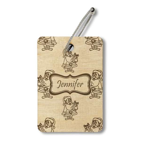 Custom Santa and Presents Wood Luggage Tag - Rectangle (Personalized)