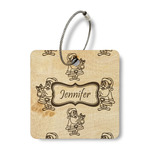 Santa and Presents Wood Luggage Tag - Square (Personalized)