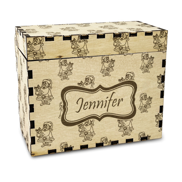 Custom Santa and Presents Wood Recipe Box - Laser Engraved (Personalized)
