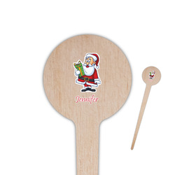 Santa and Presents 4" Round Wooden Food Picks - Double Sided (Personalized)