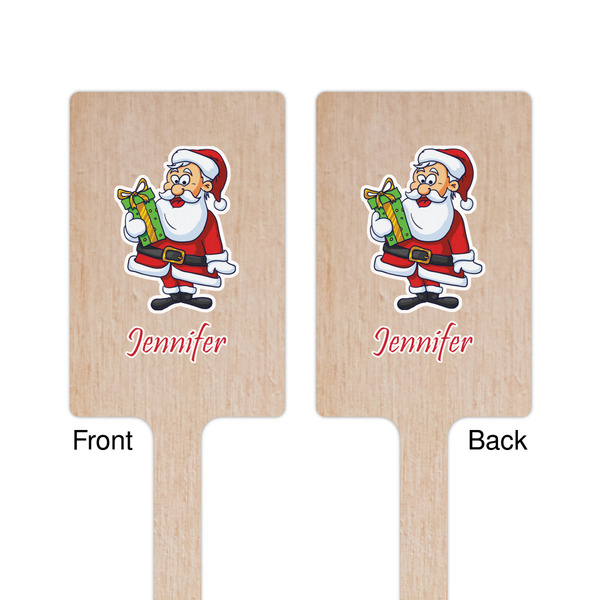 Santa and Presents Wooden 6.25" Stir Stick - Rectangular - Double Sided - Front & Back