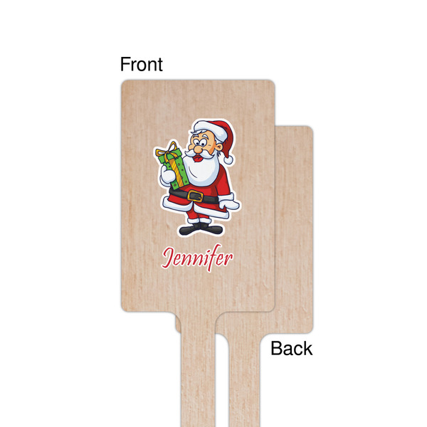 Santa and Presents Wooden 6.25" Stir Stick - Rectangular - Single - Front & Back