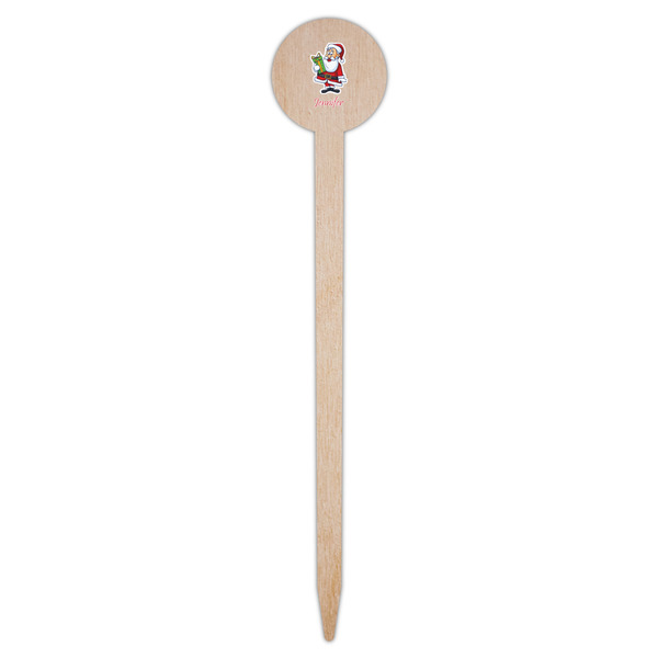 Santa and Presents Wooden 6" Food Pick - Round - Single Pick