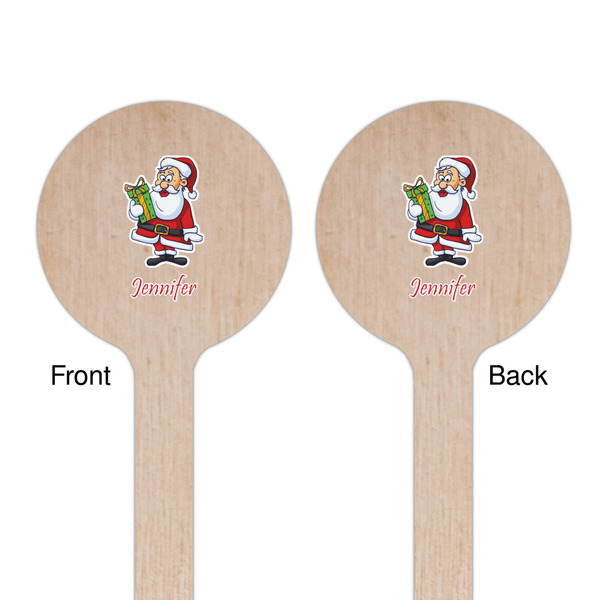 Santa and Presents Wooden 6" Stir Stick - Round - Double Sided - Front & Back