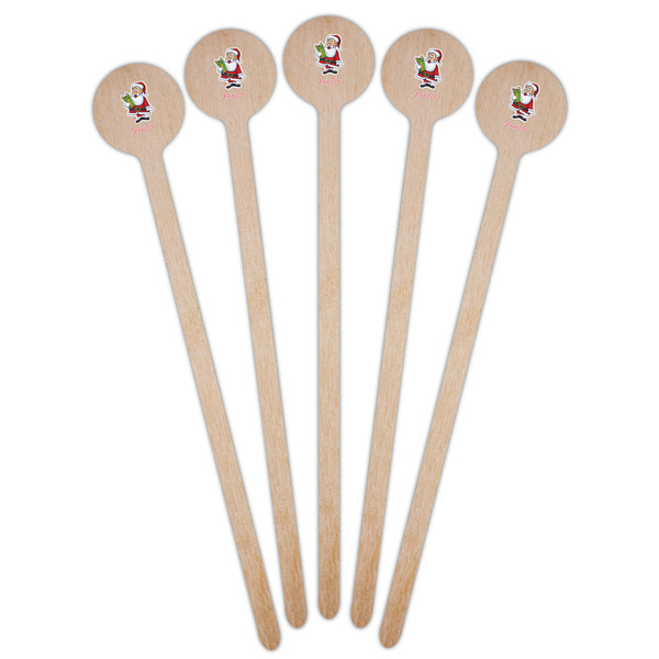 Santa and Presents Wooden 6" Stir Stick - Round - Fan View