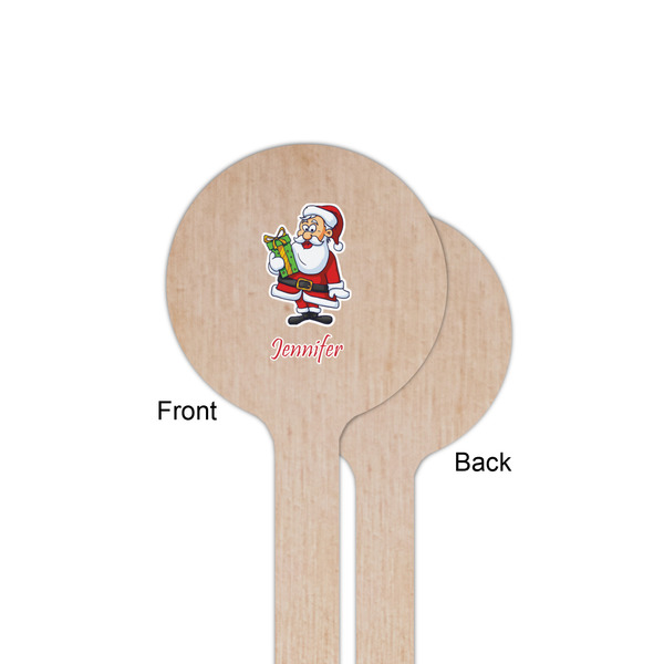 Santa and Presents Wooden 6" Stir Stick - Round - Single Sided - Front & Back