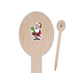 Santa and Presents Oval Wooden Food Picks (Personalized)