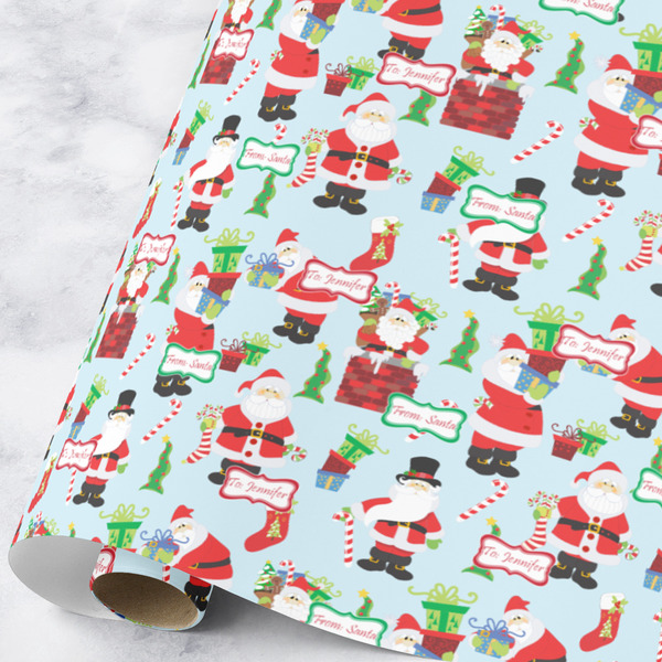 Custom Santa and Presents Wrapping Paper Roll - Large (Personalized)